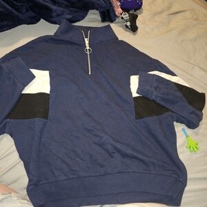 Victoria's Secret Navy and Black Zip-Up Sweater